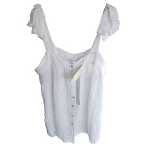 Jane + Delancey White Textured Button-Front Tank Top – Size Small (NWT)